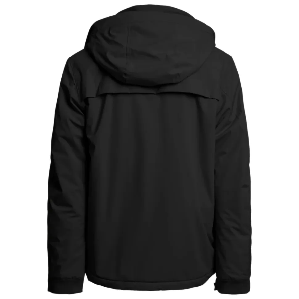 Sort Hættet Lynlås Jakke Gummi Print