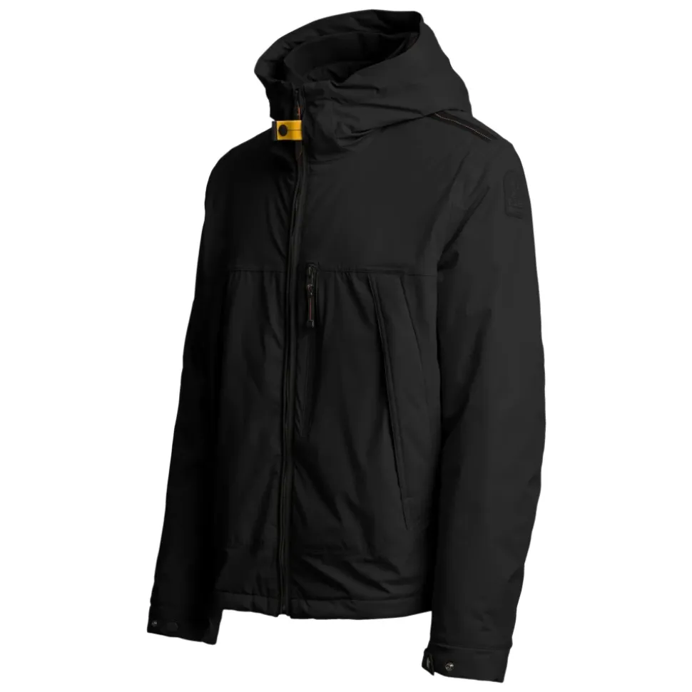 Sort Hættet Lynlås Jakke Gummi Print