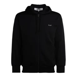 Sort hættetrøje med hjertelogo lynlås