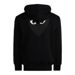 Sort hættetrøje med hjertelogo lynlås