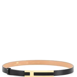 Sort Justerbar Bælte med Logo Spænde