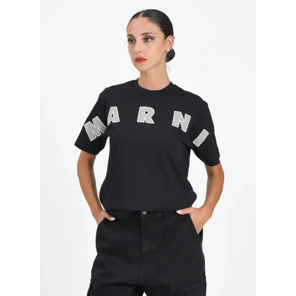 Sort kortærmet logo T-shirt