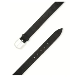 Sort krokodille læderbælte med sølvspænde