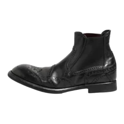 Sort læder ankelstøvler slip on