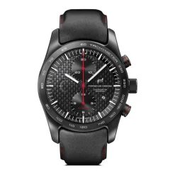 Sort Læder Automatisk Kronograf Ur