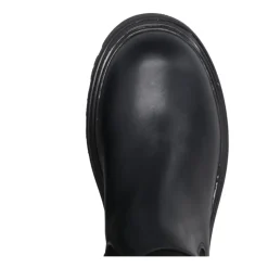 Sort Læder Høj Legging Støvler