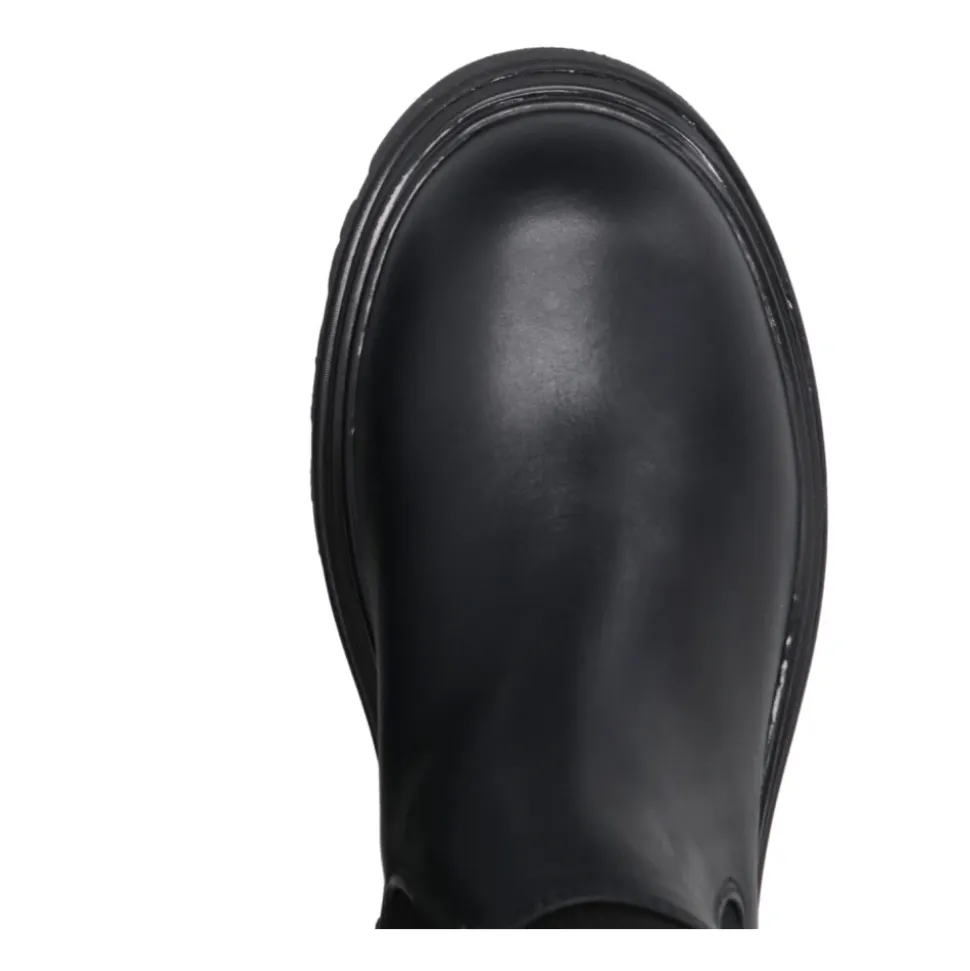 Sort Læder Høj Legging Støvler