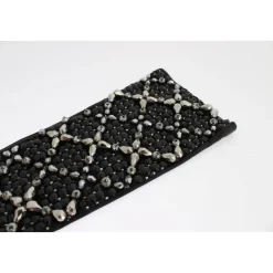 Sort Læder Krystal Perlede Fingerfri Handsker