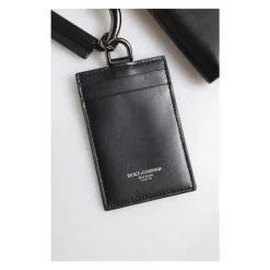 Sort Læder Lanyard Zip Around Kortholderpung