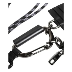 Sort Læder Lanyard Zip Around Kortholderpung