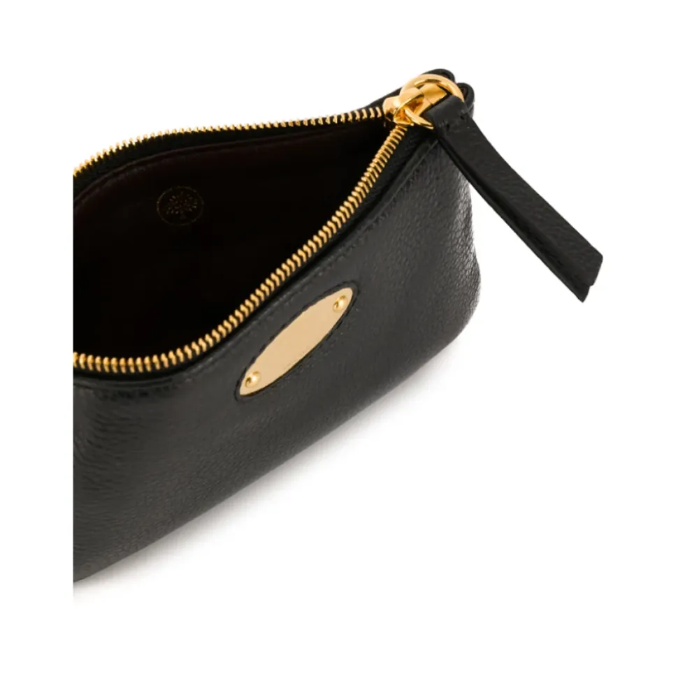 Sort læder logo plak mønt pung