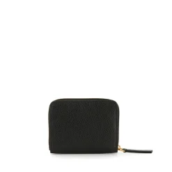 Sort læder lynlås kortholder tegnebog