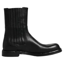 Sort læder midt kalv støvler sko