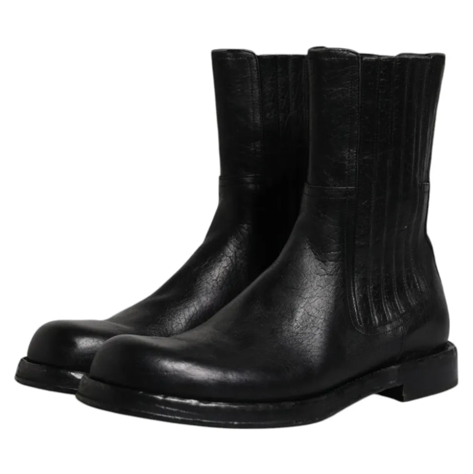 Sort læder midt kalv støvler sko