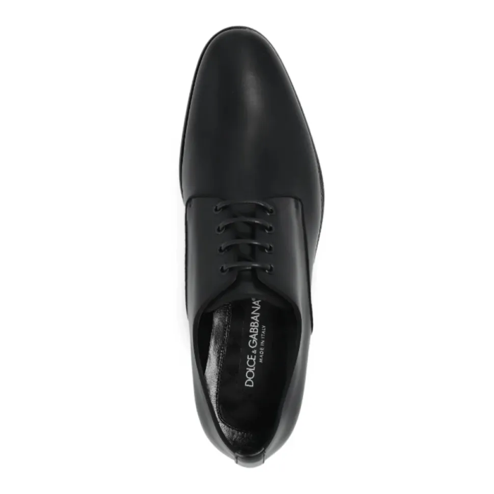 Sort Læder Oxford Sko med Mandelformet Tå