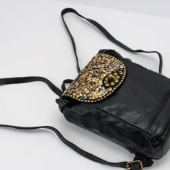 Sort læder rygsæk LIRI