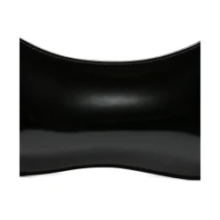 Sort Læder Skuldertaske Buet Silhuet