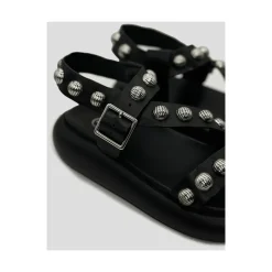 Sort Læder Studded Sandal