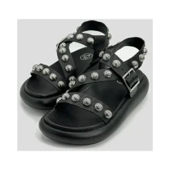 Sort Læder Studded Sandal