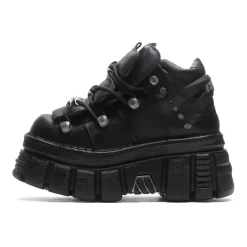 Sort læder tårnstøvler