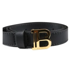 Sort læderbælte med gul spænde