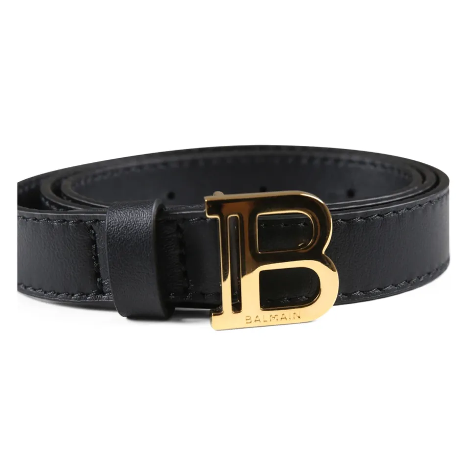 Sort læderbælte med gul spænde