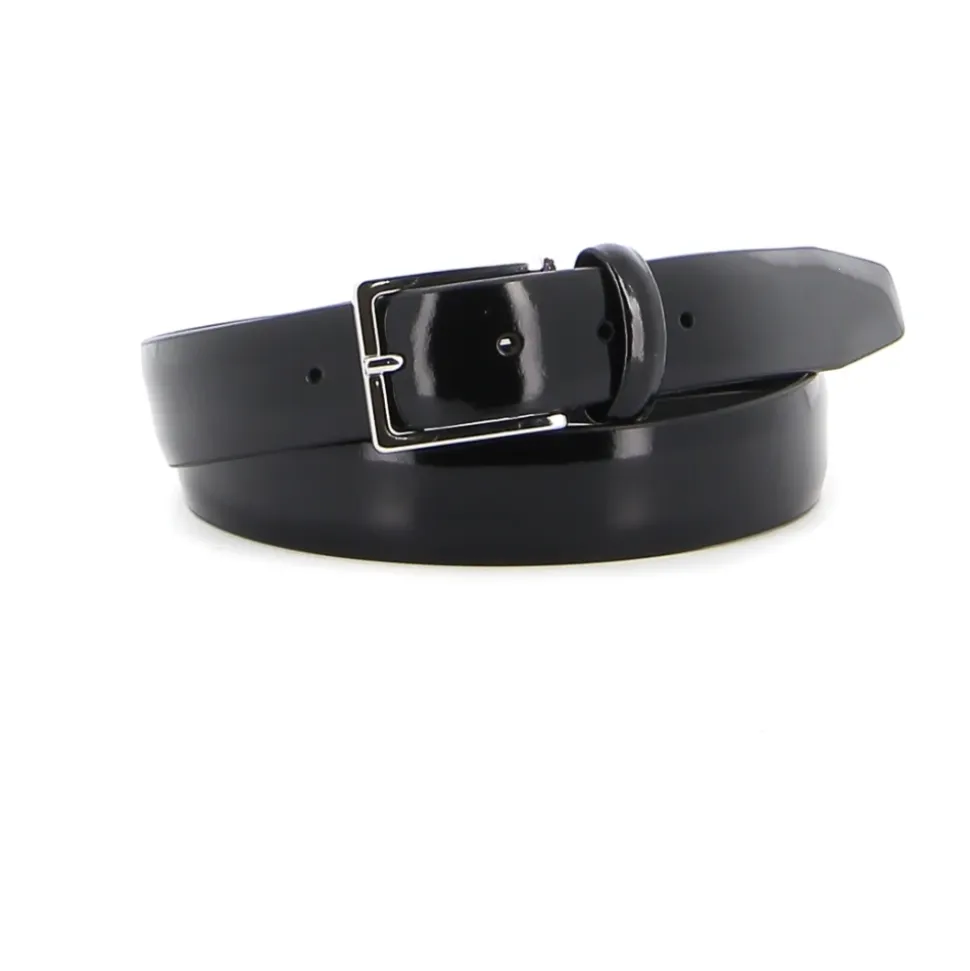 Sort Læderbælte med Metal Spænde
