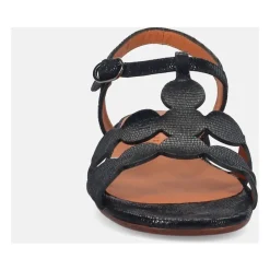 Sort læderhæle med spænde