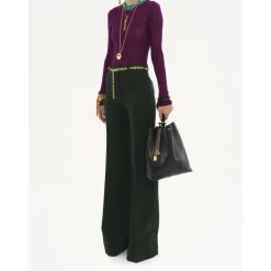 Sort læderhåndtaske med kædehanke