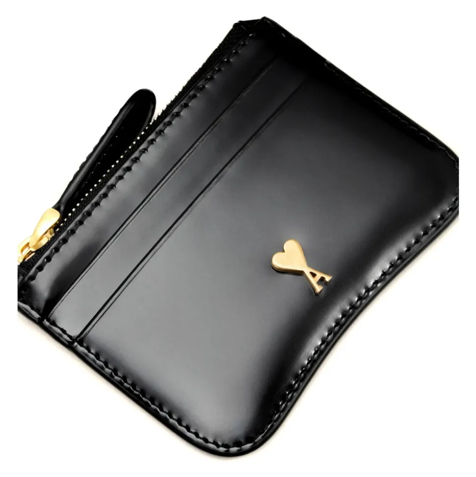 Sort Læderkortholder med Lynlås