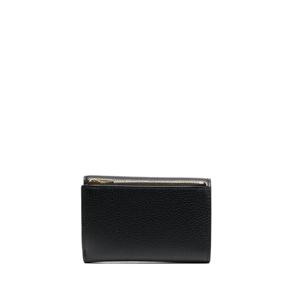 Sort læderkortholder med lynlåsrum