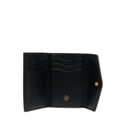 Sort læderkortholder med lynlåsrum