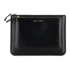 Sort læderpung med gyldent logo