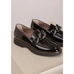 Sort Loafer med Kædedetalje