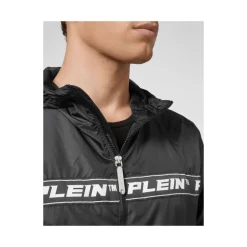 Sort Nylon Windbreaker Hættejakke