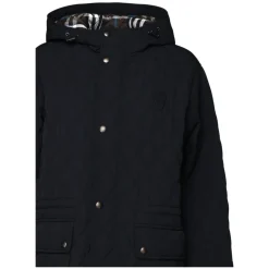 Sort nylonjakke med hætte