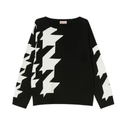 Sort og hvid dame sweater Cottage model