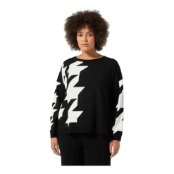 Sort og hvid dame sweater Cottage model