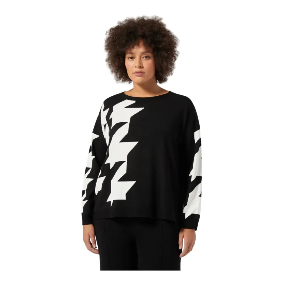 Sort og hvid dame sweater Cottage model