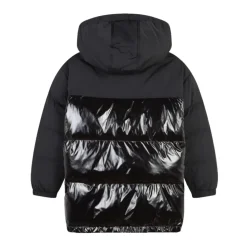 Sort polstret jakke med hætte