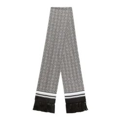 Sort Silke Geometrisk Print Tørklæde