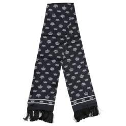 Sort Silke Krone Frynser Herre Tørklæde