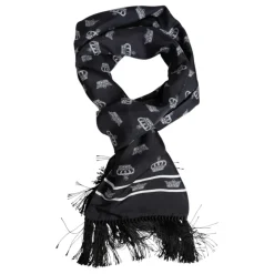 Sort Silke Krone Frynser Herre Tørklæde