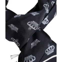 Sort Silke Krone Frynser Herre Tørklæde