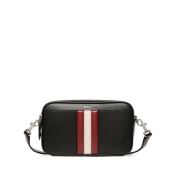 Sort skuldertaske med stribe detaljer