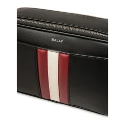 Sort skuldertaske med stribe detaljer