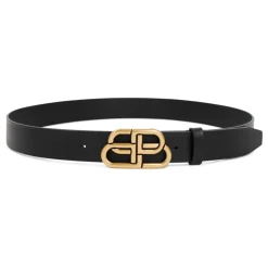 Sort tilbehør bælte med gylden spænde