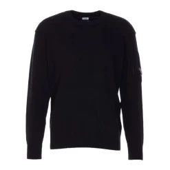 Sort uld-blandingsrundhals sweater
