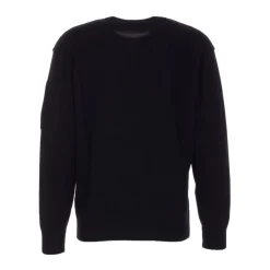 Sort uld-blandingsrundhals sweater
