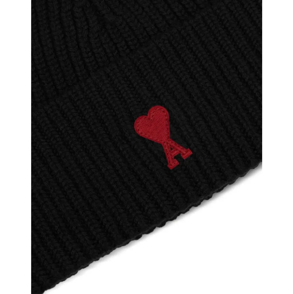Sort Uldstrik Hue med Hjerte Motiv